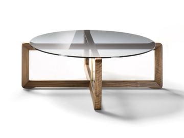 MANOLO - Low glass and walnut coffee table by Black Tie - view 2